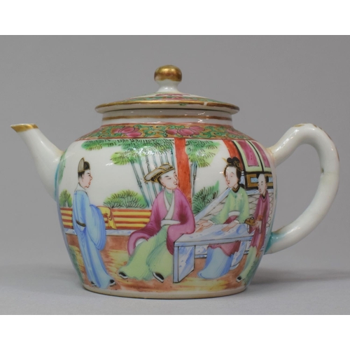 268 - A Chinese Canton Famille Rose Miniature Teapot, 19th Century, 8.5cm high