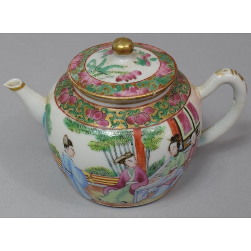 268 - A Chinese Canton Famille Rose Miniature Teapot, 19th Century, 8.5cm high