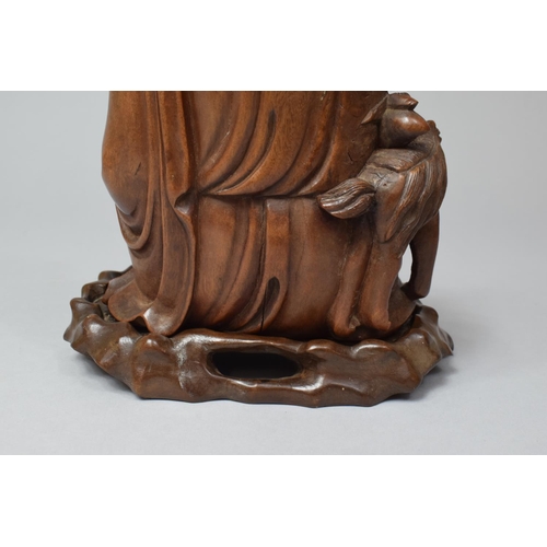 272 - A Chinese Root Wood Figure of a Sage on Stand, 22cm high