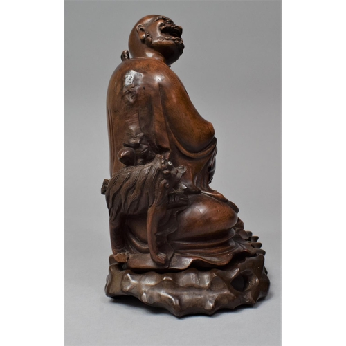 272 - A Chinese Root Wood Figure of a Sage on Stand, 22cm high