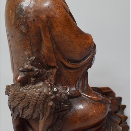 272 - A Chinese Root Wood Figure of a Sage on Stand, 22cm high