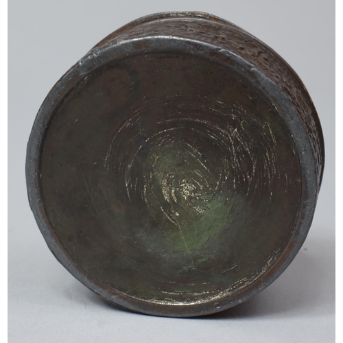 274 - An Oriental Bronzed Circular Lidded Pot with Pierced Lid, 6.5cm diameter