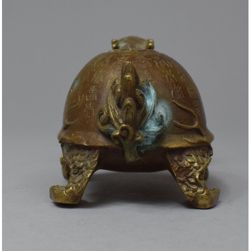 275 - A Chinese Cast Bronze Feng Shui Dragon Turtle Ornament, 13cm Long and 6cm high