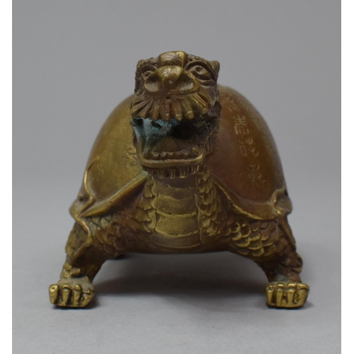 275 - A Chinese Cast Bronze Feng Shui Dragon Turtle Ornament, 13cm Long and 6cm high