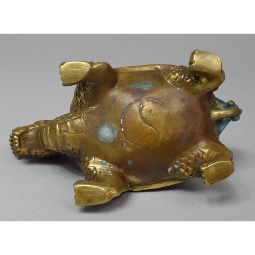 275 - A Chinese Cast Bronze Feng Shui Dragon Turtle Ornament, 13cm Long and 6cm high