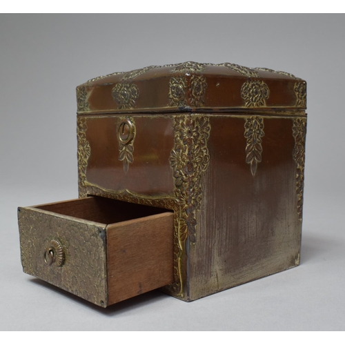 277 - A Japanese Box Having Hinged Lid to Top Store and Single Bottom Drawer Store, Decorated in Relief wi... 