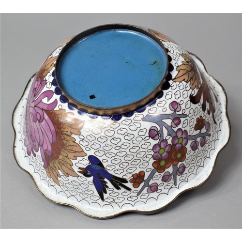 280 - A Cloisonne Bowl on White Ground Decorated with Multicolored Enamels Depicting Chrysanthemums, Scall... 