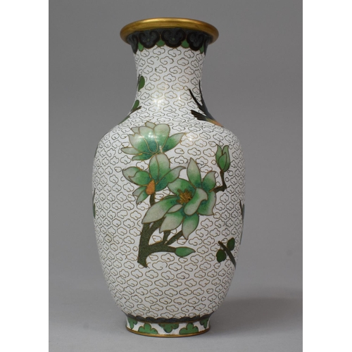 281 - A Cloisonne Vase on White Ground Decorated in the Famille Verte Pallet Depicting Birds in Trees, 18c... 