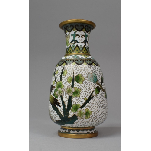 282 - A Cloisonne Vase on White Ground Decorated in the Famille Verte Pallet Depicting Birds in Trees, Pre... 