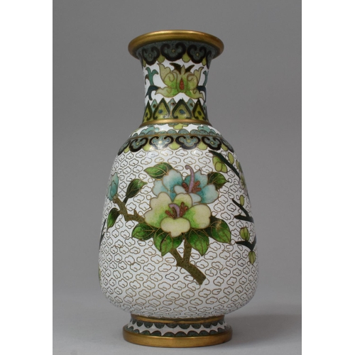 282 - A Cloisonne Vase on White Ground Decorated in the Famille Verte Pallet Depicting Birds in Trees, Pre... 