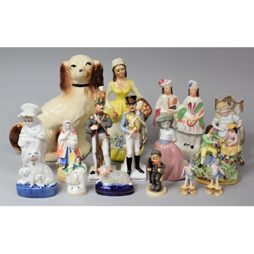 318 - A Collection of Various Continental Figural and Animal Ornaments to Comprise Spaniel, German Figure ... 