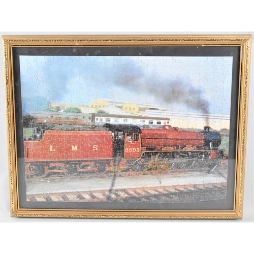 320 - A Framed Complete Jigsaw Puzzle of LMS Locomotive 