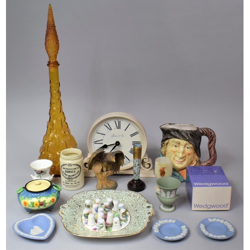 329 - A Collection of Various Ceramics to Comprise Wedgwood Jasperware, Character Jugs, Souvenir Thimbles ... 