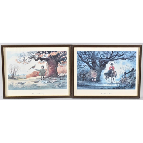 331 - A Pair of Framed Thelwell Cartoons, Pheasant Shooting and the Return Home, 30x20cm