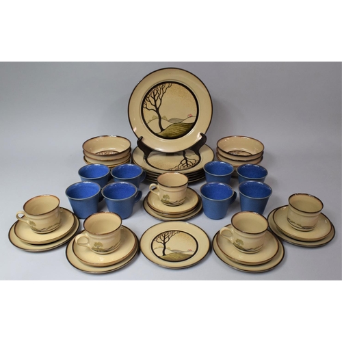 334 - A Collection of Denby Breakfast and Teawares to comprise Savoy and Collection of Eight Denby Blue Gl... 