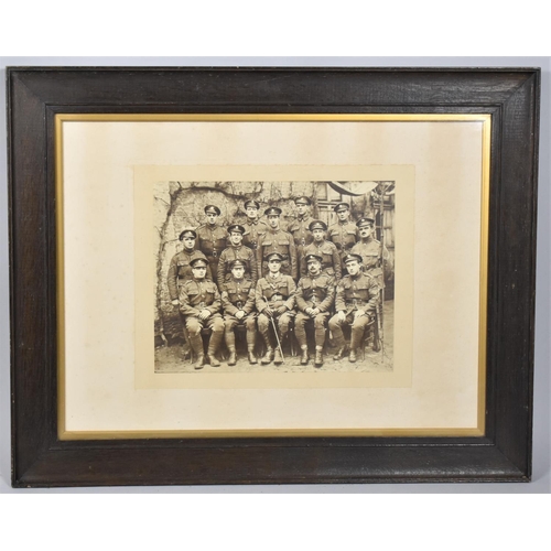 336 - A Large Oak Framed WWI Photograph Depicting Soldiers, 44x36cm