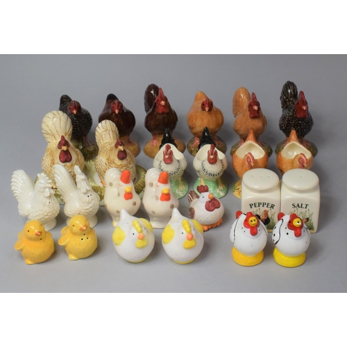 342 - A Collection of Various Chicken and Cockerel Cruets, Egg Cups and Ornaments