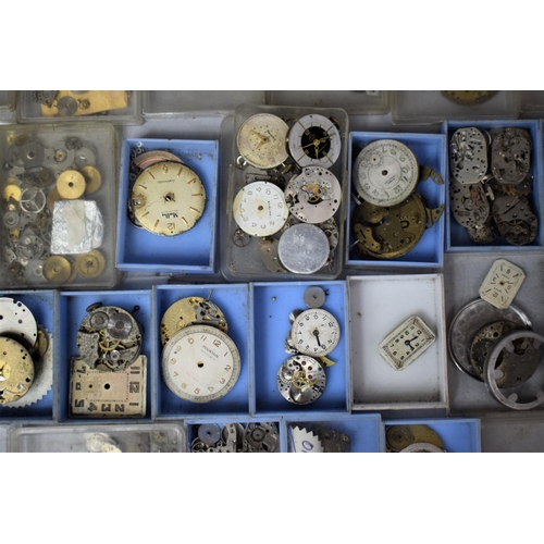 360 - Of Horological Interest: Large Quantity of Various Watch Movements and Faces Etc