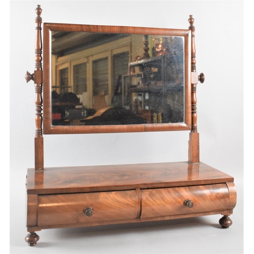 65 - A Late Victorian Mahogany Swing Dressing Table Mirror on Plinth Base with Two Drawers, Some Veneer L... 