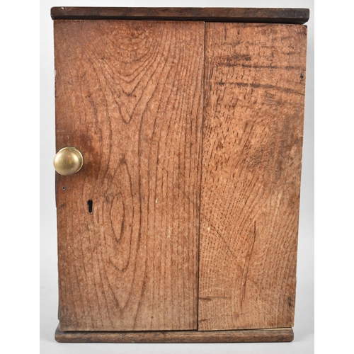 78 - A 19th Century Wall Hanging Shelved Cabinet with Brass Handle, 31cm wide and 43cm high