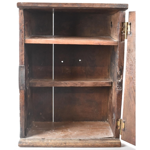 78 - A 19th Century Wall Hanging Shelved Cabinet with Brass Handle, 31cm wide and 43cm high