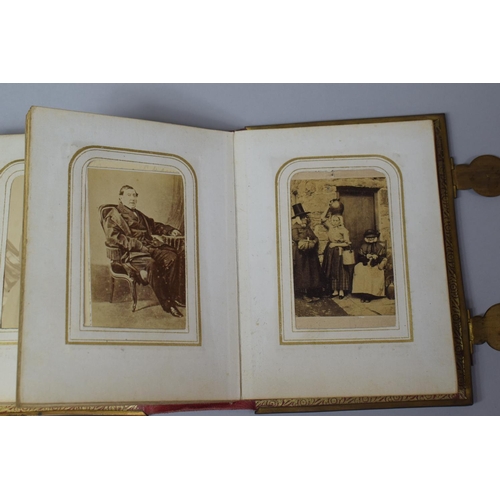 86 - A Late Victorian Brass Mounted Tooled Leather Photograph Album with Two Clasps, Spine with Condition... 