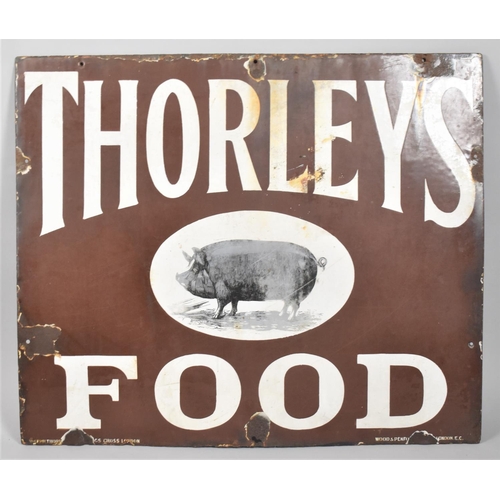 90 - A Thorley's Food Vintage Sign with Oval Pig to Centre, 81cm wide and 69cm high