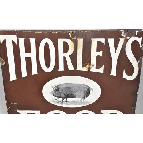 90 - A Thorley's Food Vintage Sign with Oval Pig to Centre, 81cm wide and 69cm high