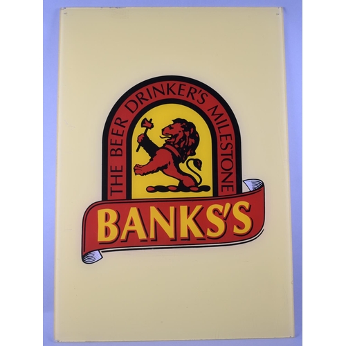 91 - A Late 20th Century Banks's Brewery Sign, The Beer Drinker's Milestone, 65x45cm