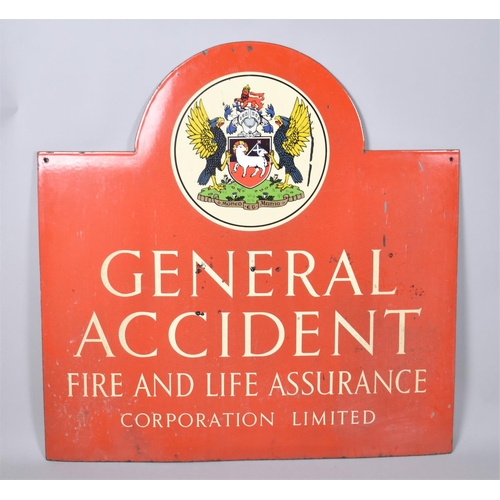 92 - A Vintage General Accident Fire and Life Insurance Enamelled Sign, 79cm wide and 80cm High