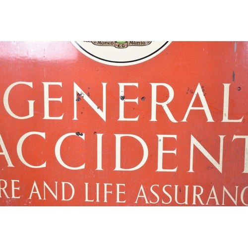 92 - A Vintage General Accident Fire and Life Insurance Enamelled Sign, 79cm wide and 80cm High