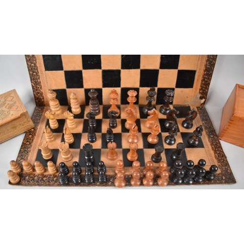 93 - Two Incomplete Staunton Chess Sets and Vintage Chess Board