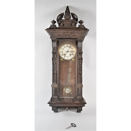 98 - A Late Victorian/Edwardian Vienna Style Wall Clock with Carved Case