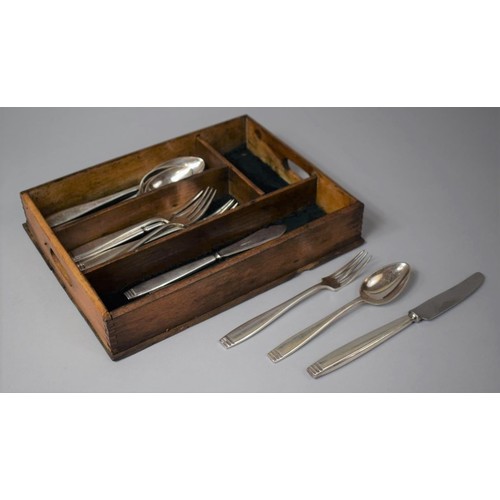 139 - A Vintage Cutlery Tray Containing Incomplete Set of Elkington Cutlery