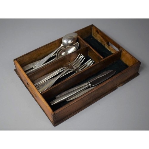 139 - A Vintage Cutlery Tray Containing Incomplete Set of Elkington Cutlery