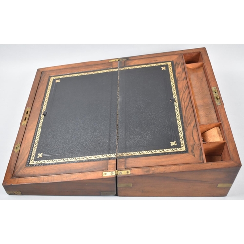 10 - A Late 19th Century Brass Mounted Walnut Writing Slope with Fitted Interior, 39.56cm wide