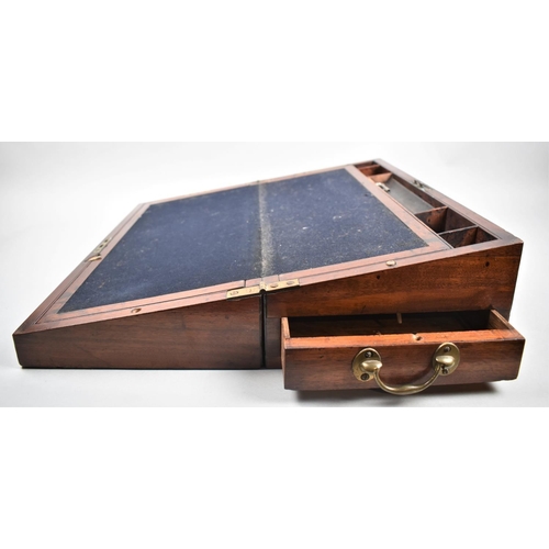 11 - A Victorian Mahogany Writing Slope with Crossbanding to Front and Hinged Lid, Opening to Reveal Fitt... 