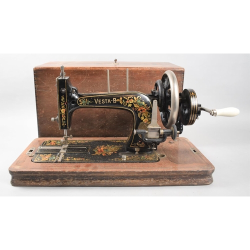 221 - A Cased Vesta-B Vintage Sewing Machine