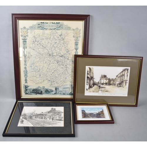 228 - A Collection of Various prints to Include Shropshire Map, Newport Station, Newport High Street etc