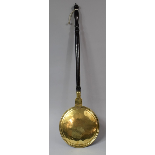 235 - A Late 19th Century Brass Bed Warming Pan with Ebonised Handle