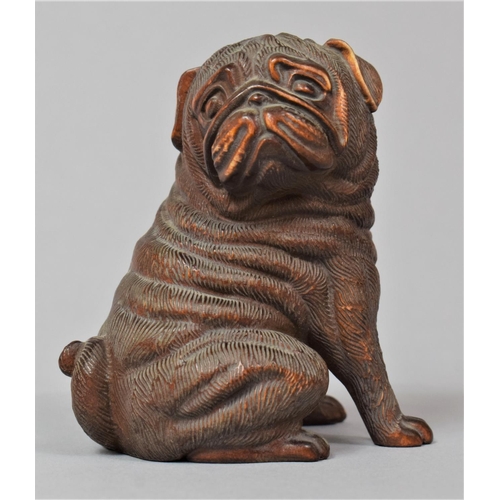 239 - A Carved Chinese Study of a Seated Pug Dog, 7cm high