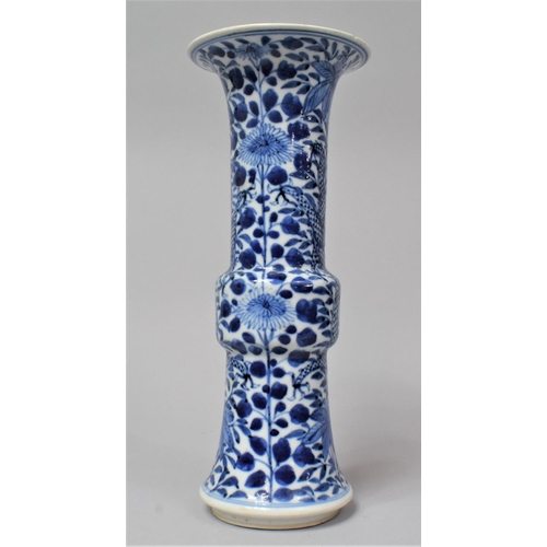 254 - A 19th Century Chinese Blue and White Gu Shaped Beaker Vase of Flared Neck Form Decorated with Drago... 