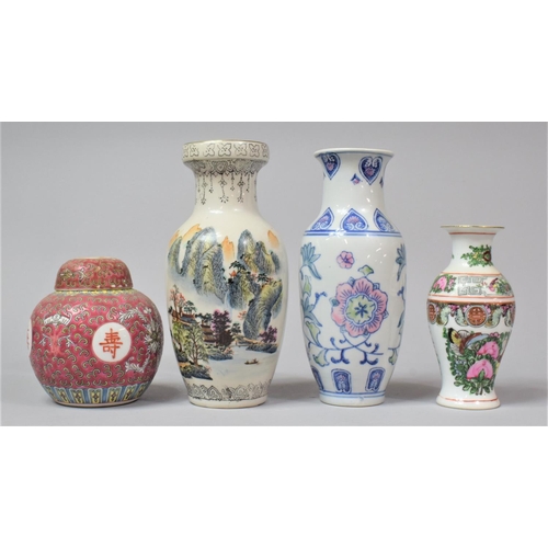 258 - A Collection of Four Pieces of 20th Century Chinese Porcelain to Include Lidded Ginger Jar (Lid AF),... 