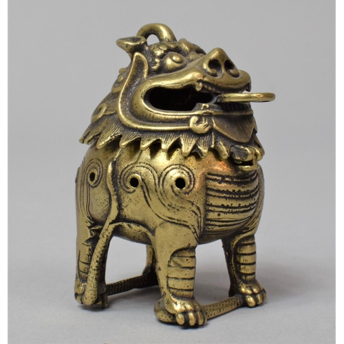 260 - A Chinese Bronze Incense Burner in the Form of a Temple Lion Standing Upon Serpent, 5.5cm high