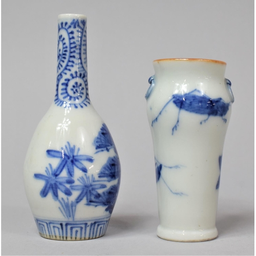 266 - Two Japanese Miniature Vases to Include a Blue and White Bottle Form Example and an Interesting Styl... 