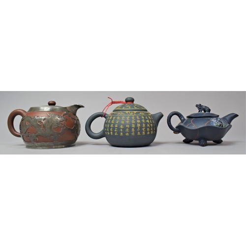 269 - A Collection of Three Chinese 20th Century Earthenwares to Include Yixing Pewter Mounted Hsin Ho Che... 