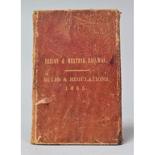 320 - A 1865 Leather Bound Field Book of Brecon & Merthyr Railway, Rules and Regulations for the Conduct o... 