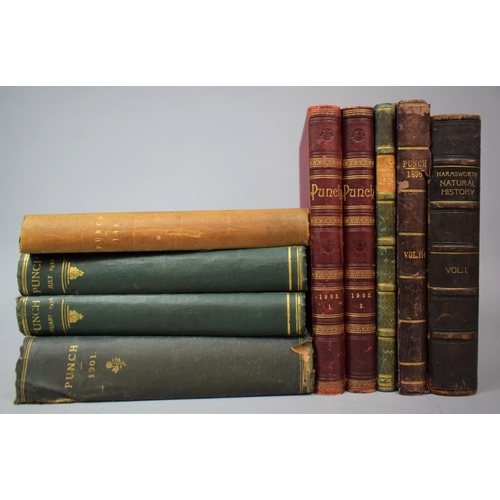 326 - A Collection of Various Leather Bound Punch Books to comprise 1901 Edition, January 1936, July 1836,... 