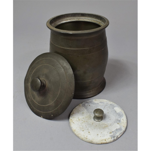 35 - A Mid 20th Century Pewter Tobacco Pot by Alfred Dunhill, of Baluster Form with Inner Lid, 15cm high