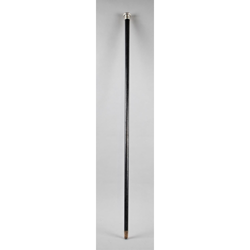 42 - A Silver Topped Ebony Walking Cane, London 1928, 88.5cm Long